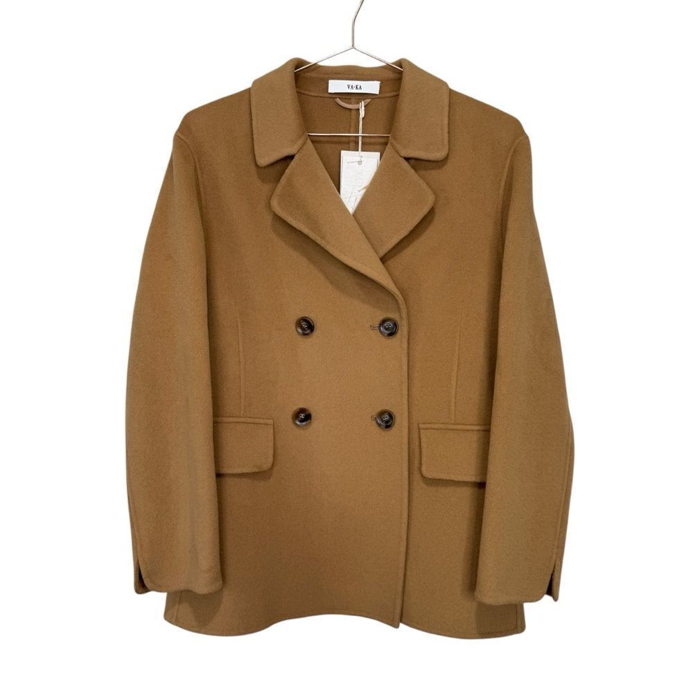 NEW VAKA Wool Cashmere Overcoat Camel Size 8